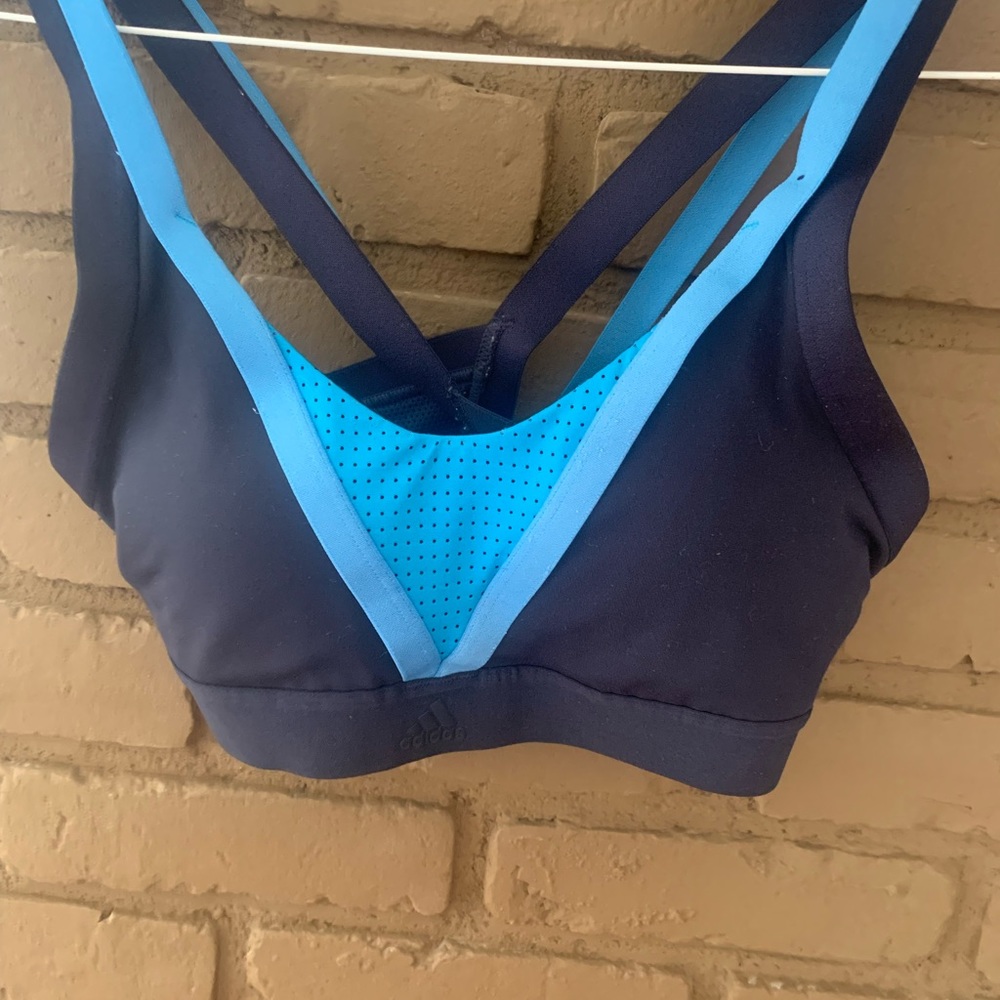 Adidas sports bra size small, like new , funky design blue and black